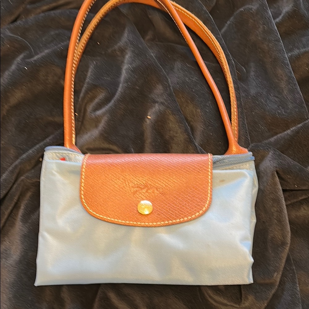Longchamp Stylish Blue Shoulder Bag with Leather Handles
